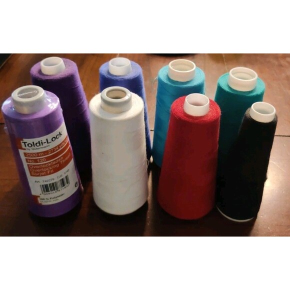 Lot of 8 Toldi- Sure- Maxi-Lock All-Purpose Serger Thread 2700+ Yd cones - Picture 1 of 11